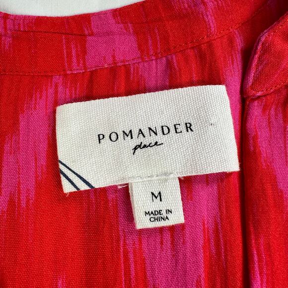 Pomander Place Dress Womens Medium Pink Kenzo Ikat Chevron Tiered Long Sleeve - Picture 5 of 11